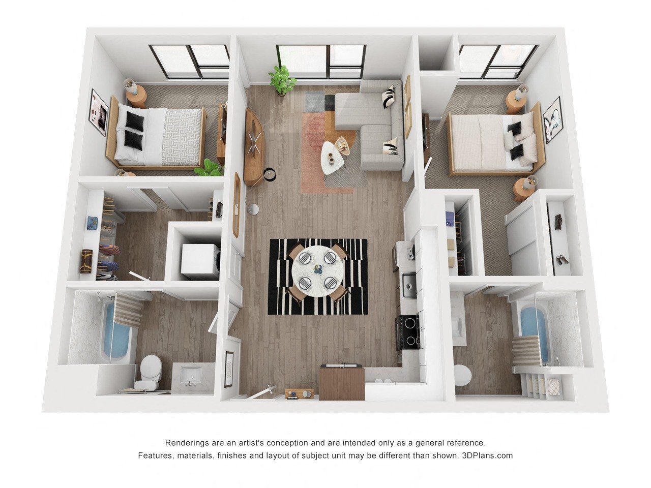 Two bedroom floor plan The Mansion_C4